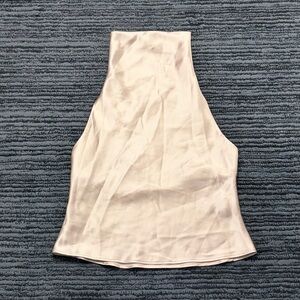 NWT Zara Size S Gold/Beige Satin Drape Halter Neck Open Back Top